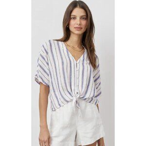 RAILS Thea Top in Tahiti Stripe Linen Blend Oversized Gauzy Boho Beachy - Size M